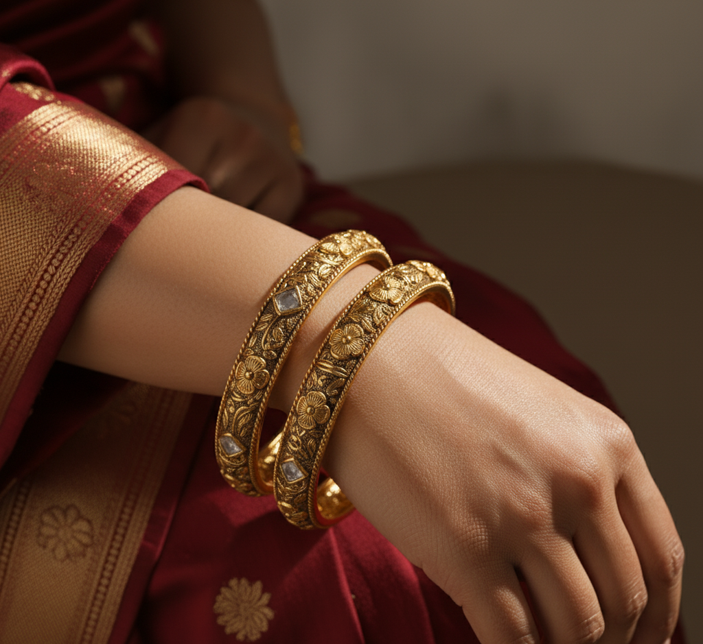 Model wearing Royal Kada Bangle