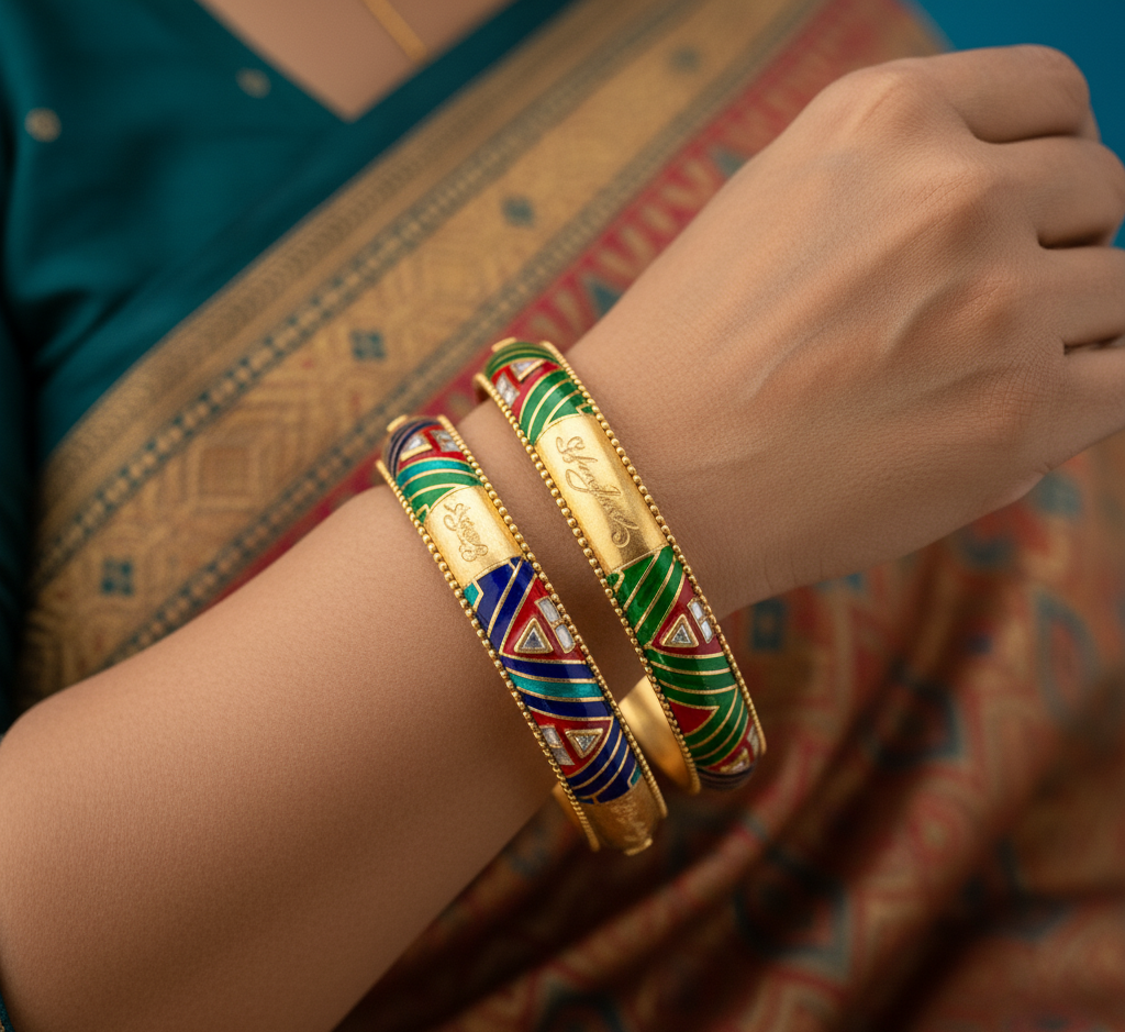 Model wearing Open Cuff Bangle