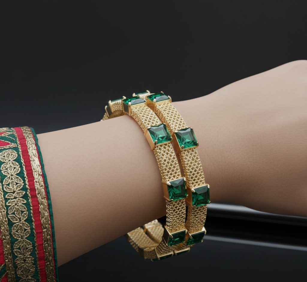 Model wearing Pearl Bangle