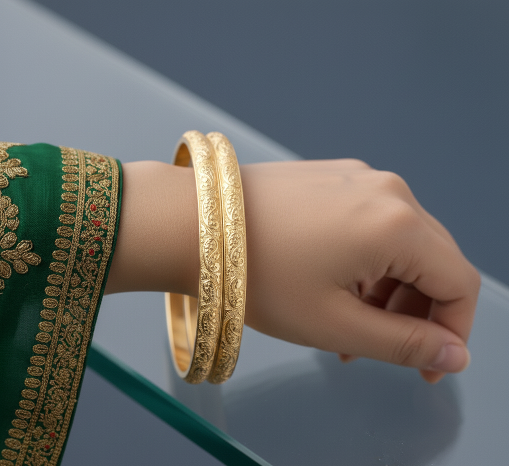 Model wearing Filigree Bangle