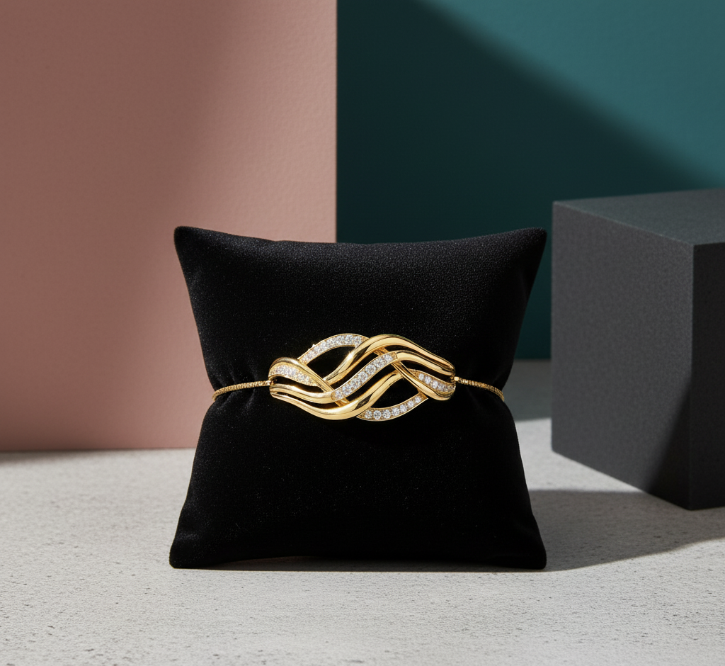 Broad Oxidized Gold Bracelet