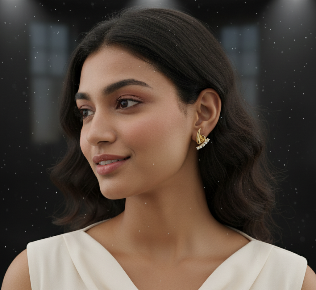 Model wearing Diamond Ear Climber