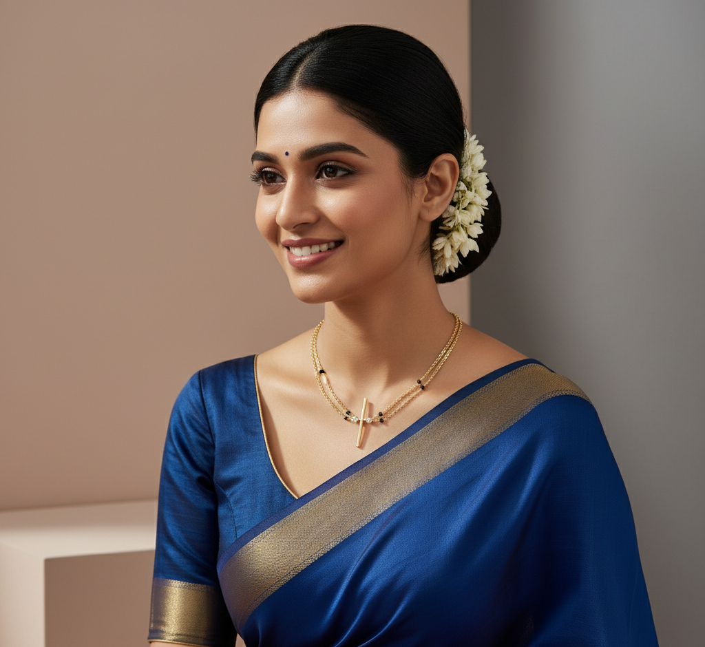 Model wearing Minimal Bar Mangalsutra