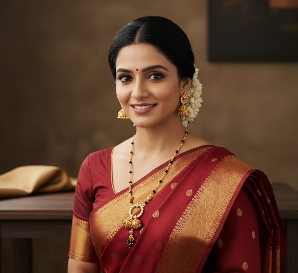Model wearing Classic Circle Mangalsutra