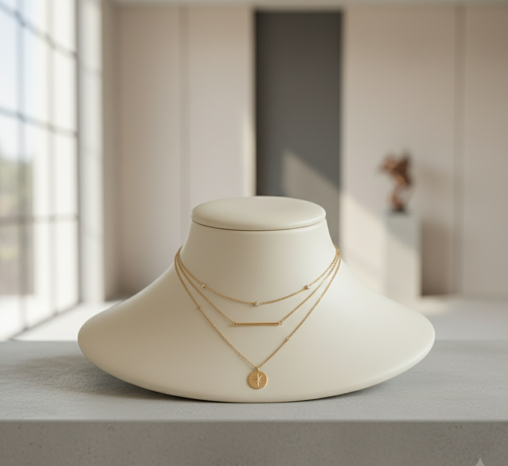 Layered Bar & Disc Necklace