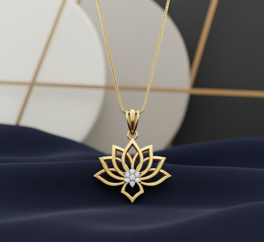 Lotus Petal Diamond Pendant