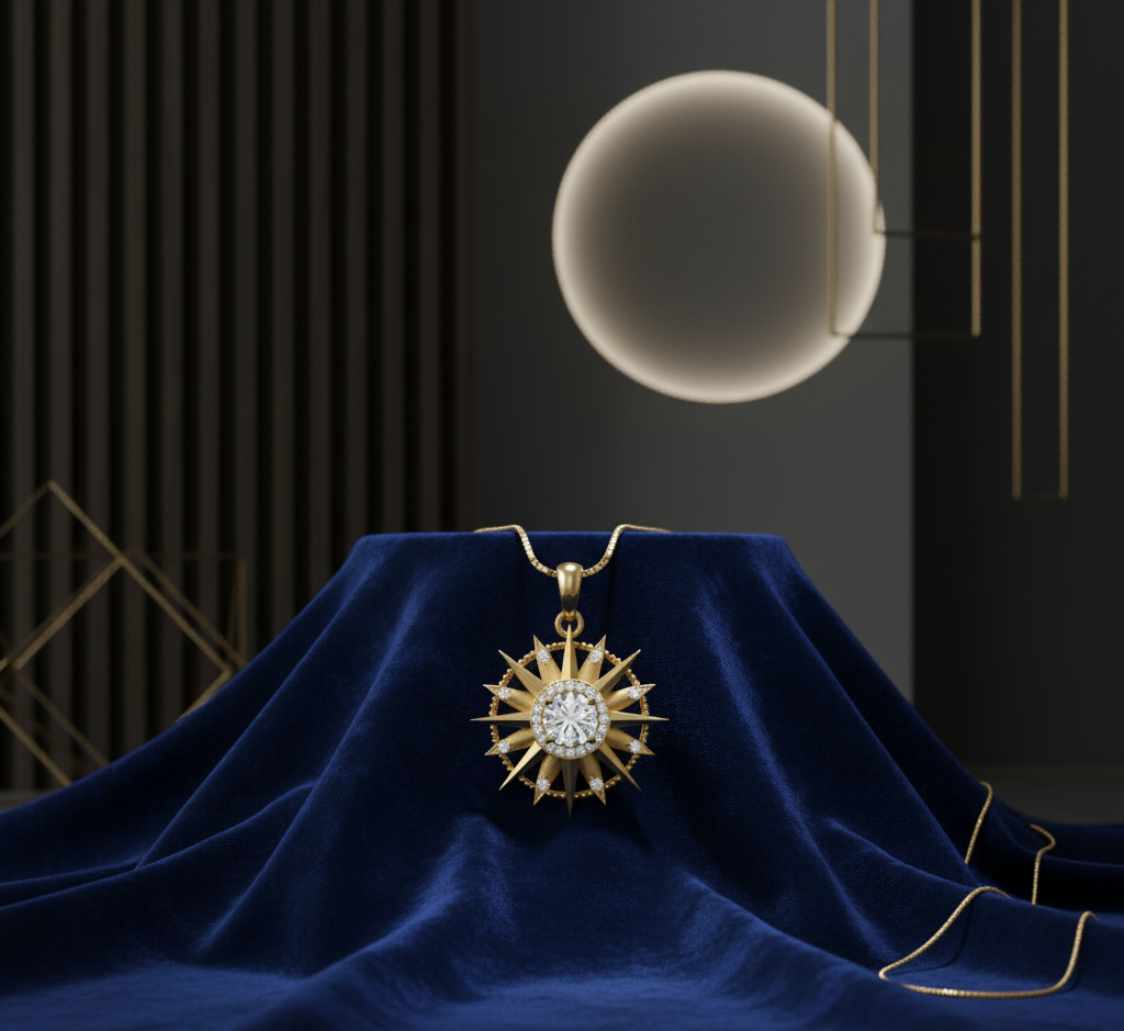 Sunburst Solitaire Pendant