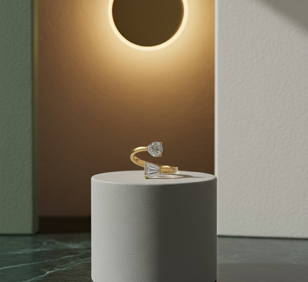 Pear & Baguette Ring