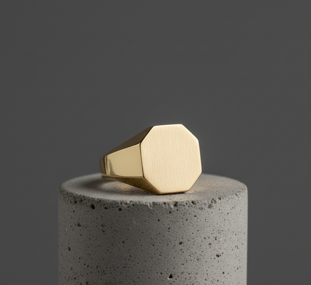 Octagon Gold Signet Ring
